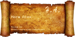 Herm Alex névjegykártya